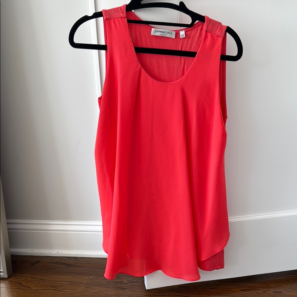 Patrizia Luca Vibrant Coral Asymmetrical Tank Top